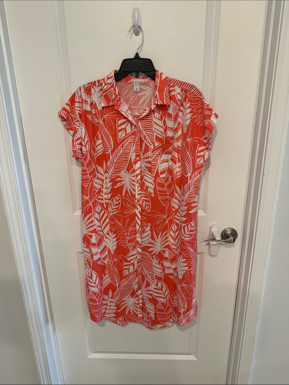 Old Navy Coral Tropical Shirt Dress